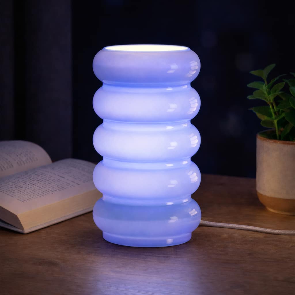 10.4'' Stacked Bubble Glass Table Lamp with Dimmable Rotary Switch, E12 Base, UL Listed for Bedroo & Hospitality Spaces