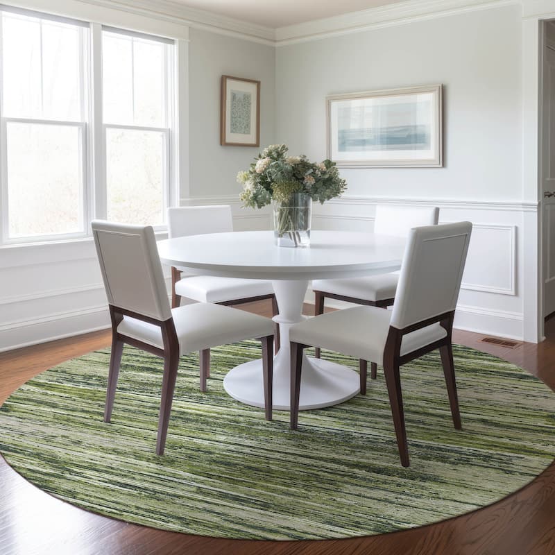 Machine Washable Indoor/ Outdoor Chantille Abstract Stripe Rug