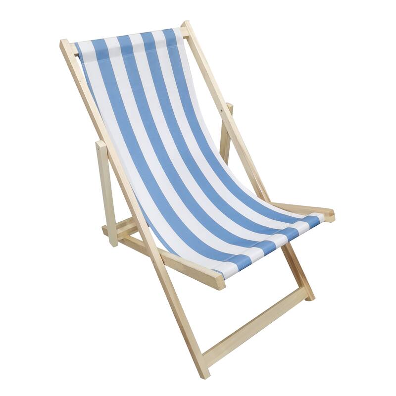 Broad Stripe Folding Chaise Lounge Populus Wood Beach Sling Chair ...