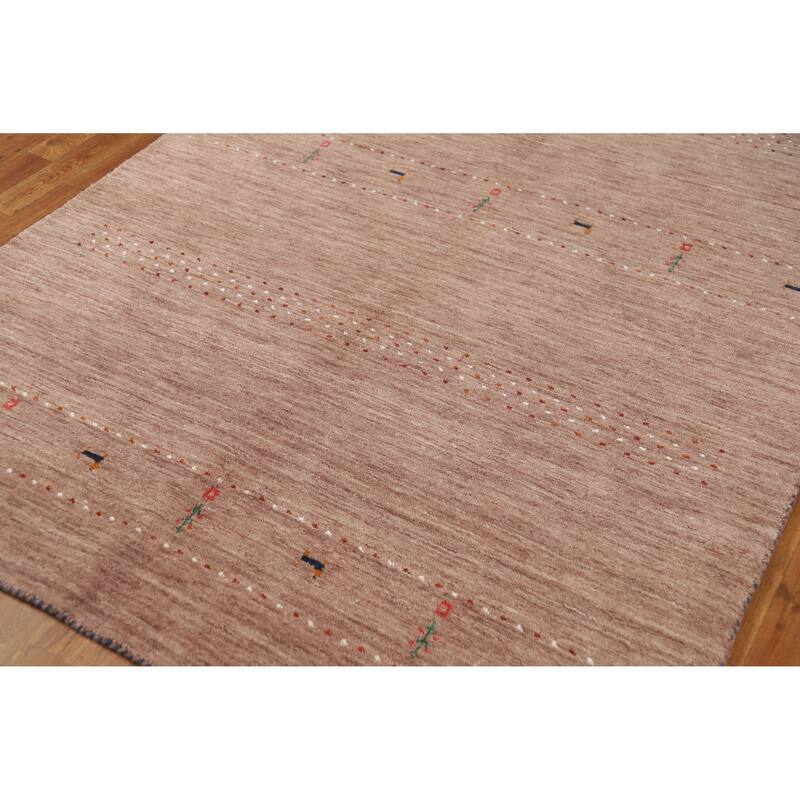 Hand Knotted Oriental 100% Wool Carpet Tribal Animal Pictorial Brown Gabbeh Area Rug - 7' 10'' X 5' 2''