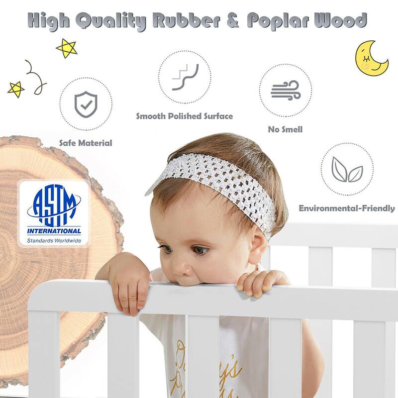Costway Kids Toddler Wood Bed Bedroom Furniture w/ Guardrails - See Details