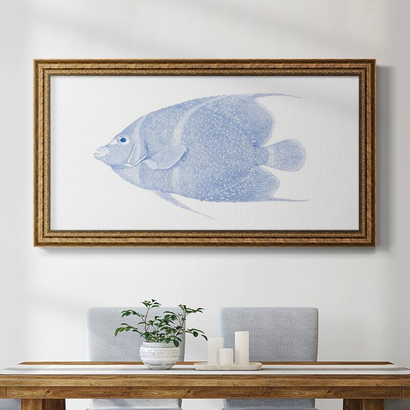Blue & White Tropical Fish V Premium Framed Canvas- Ready to Hang