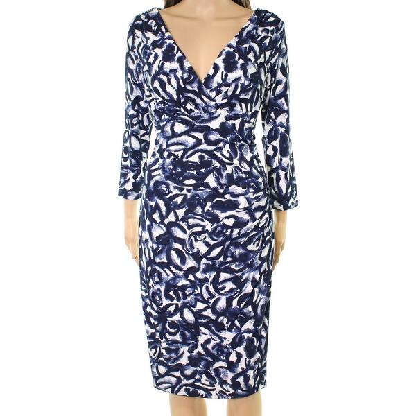 Shop Lauren By Ralph Lauren Blue Womens 6 Abstract Print Sheath