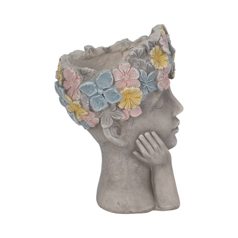 Unique Bust Style Resin Planter or Flower Pot with Crown Detail