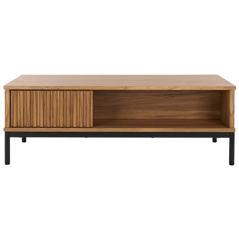 SAFAVIEH Lylia 2-Door Storage Coffee Table - 43.7 in. W x 21.5 in. D x 15.4 in. H - Oak/Black