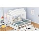 preview thumbnail 18 of 23, Twin Size House Platform Bed with 2-Drawers, Side by Side Design for Kids Room, Fun Roof Design & Space-Saving Storage, Grey