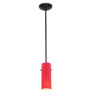 Access Lighting Cylinder Bronze Integrated LED Rod Pendant, Red Shade