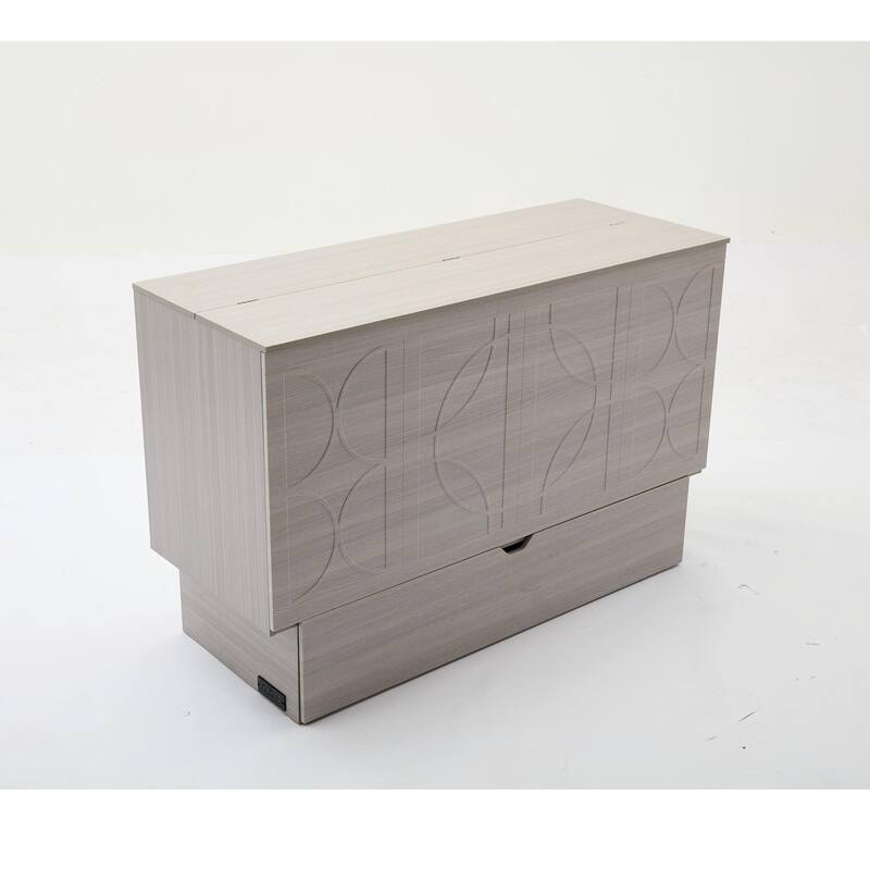 Murphy Bed Folding Cabinet Bed with Mattress, Drawers, Set of Sockets & USB Ports