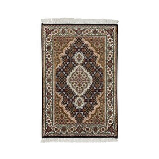 Hand Knotted Black Fine Oriental with Wool Oriental Rug (2' x 3'1") - 2' x 3'1"