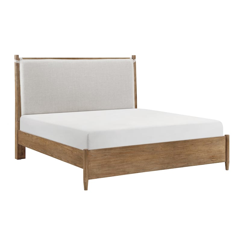 Brown Platform Bed 1pc Removable Headboard Cushion
