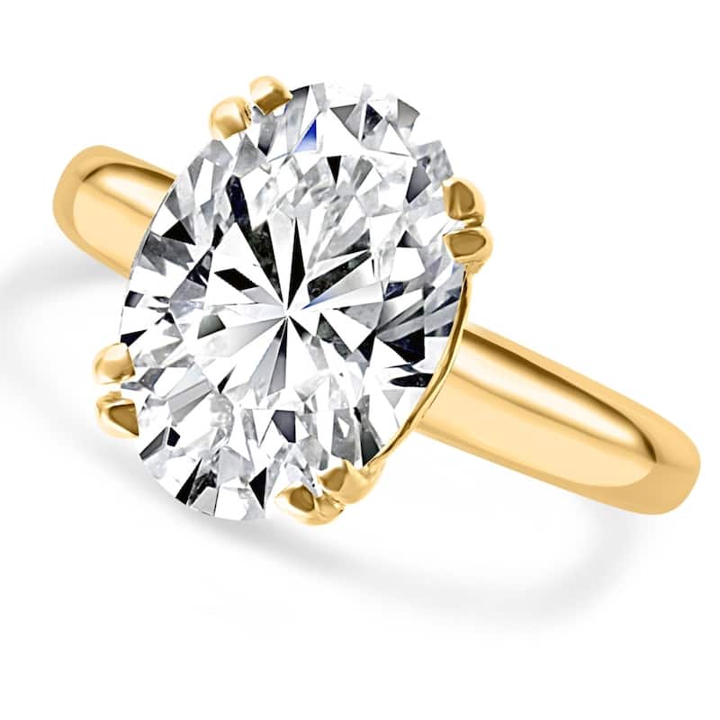 Certified 5Ct Oval Yellow Gold Diamond Engagement Ring Lab Grown