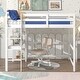 preview thumbnail 14 of 28, Full Size Wood Loft Bed with built-in desk, Safety Guardrails and Ladder for Kids, Boys and Girls