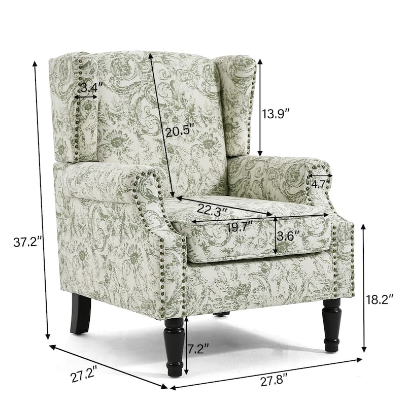 Upholstered Nailhead Trim Armchair Wingback Accent Chairs Set of 2