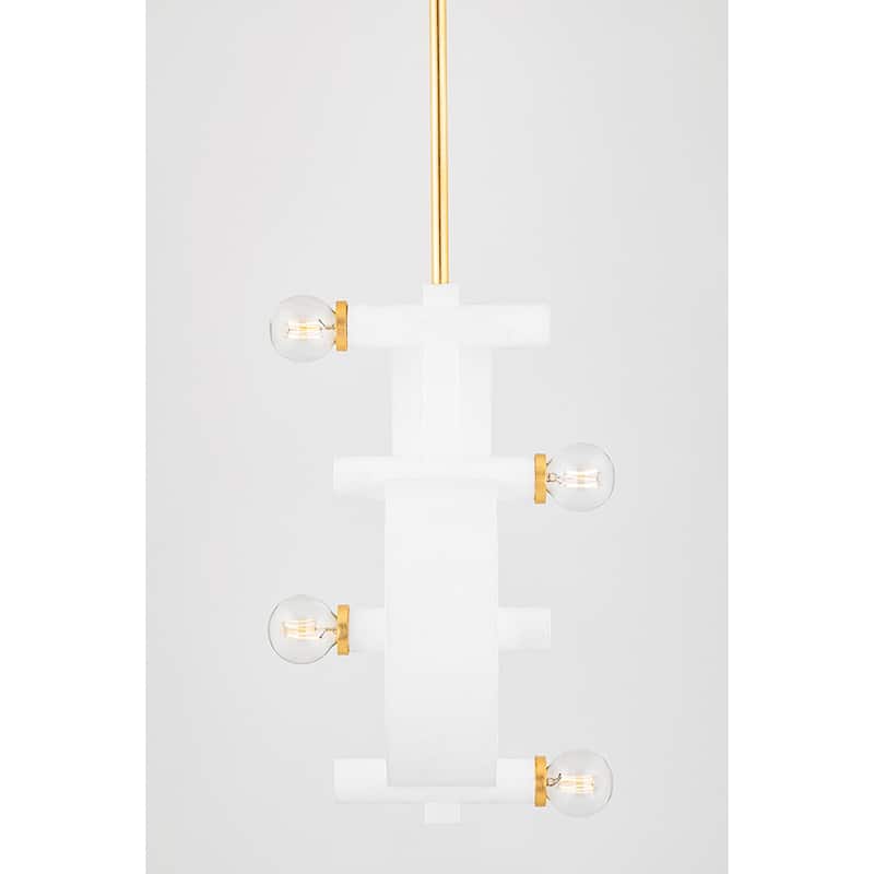 Mitzi by Hudson Valley Maddie 4-Light Gold Leaf and White Pendant