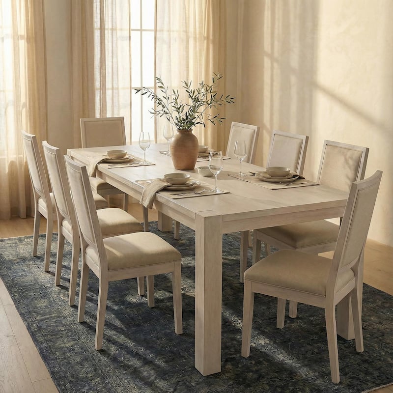 Modern Linen Cushioned Dining Chair, Fully Upholstered Accent Chair
