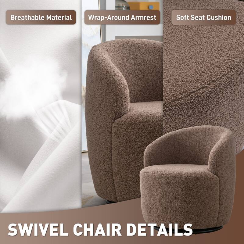 Ouyessir Modern Teddy Upholstered Swivel Barrel Chair(Set of 2)