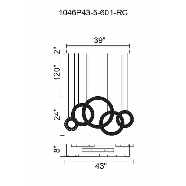 Celina Integrated LED 43in 5 Ring Chrome Chandelier - Bed Bath & Beyond ...