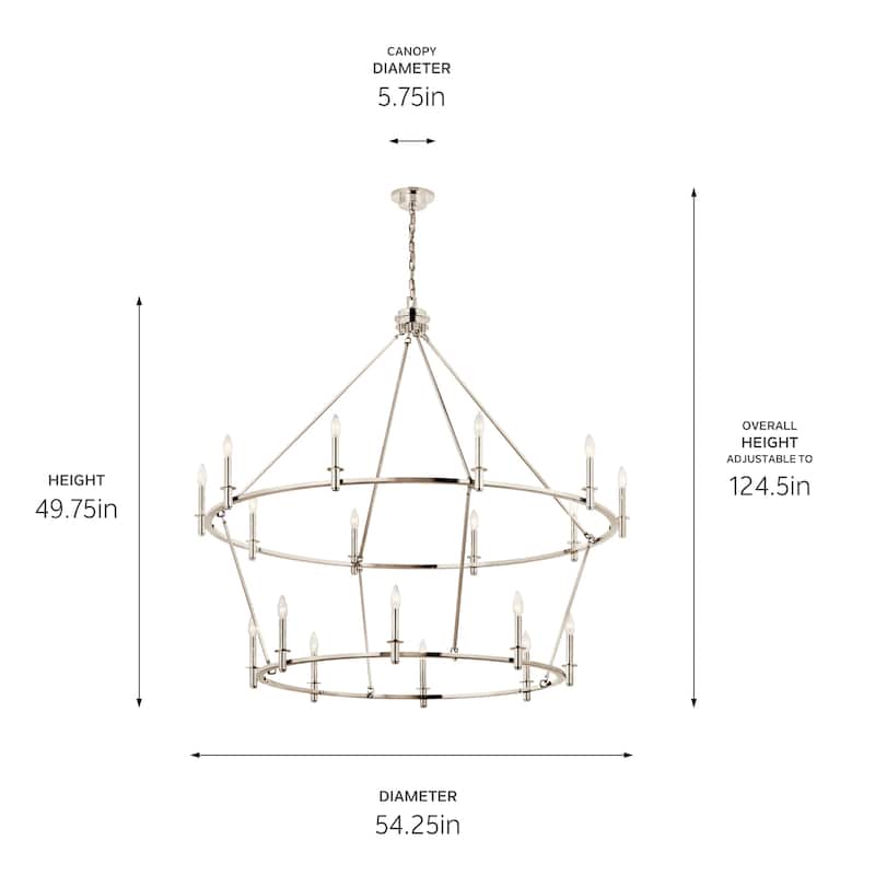 Kichler Lighting Carrick 54.25 in. 18-Light Tiered Chandelier