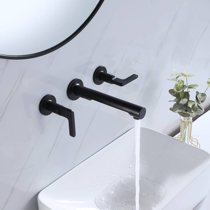 Two Handles Wall Mounted widespread Bathroom Faucet
