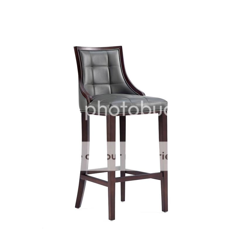 Manhattan Comfort Fifth Avenue Wood Upholstered Barstool - Pebble Grey