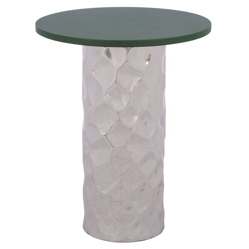 SAFAVIEH Home Hasu Round Side Table - 20"W x 20"D x 24"H - Green/Silver