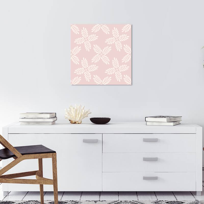 Wynwood Studio Canvas Abstract Fern Floral Flakes Pink and Light Pink Modern & Contemporary Wall Art Canvas Print