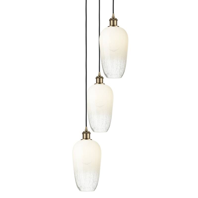 Innovations Lighting 113B-3P-46-14 Brookhaven Flute Pendant Brookhaven - Antique Brass / Opal