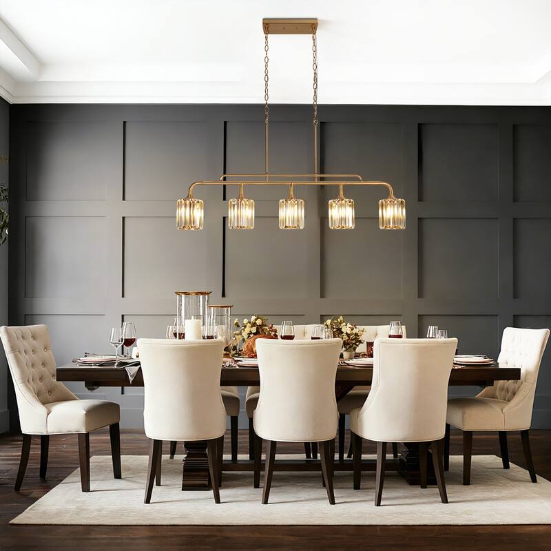 Modern 5-Light Crystal Chandeliers 47 IN Wide Island Lights for Kitchen Island
