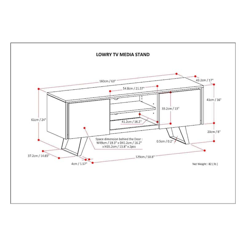 WYNDENHALL Mitchell WOOD Modern Industrial TV Media Stand For TVs