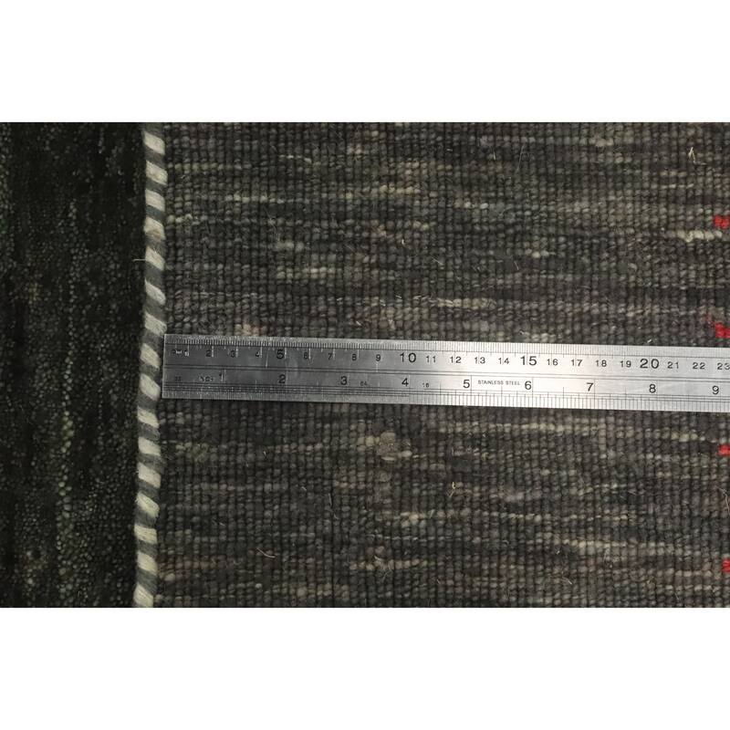 Hand Knotted Oriental 100% Wool Carpet Tribal Animal Pictorial Greys & Charcoal Gabbeh Area Rug - 11' 4'' X 8' 10''