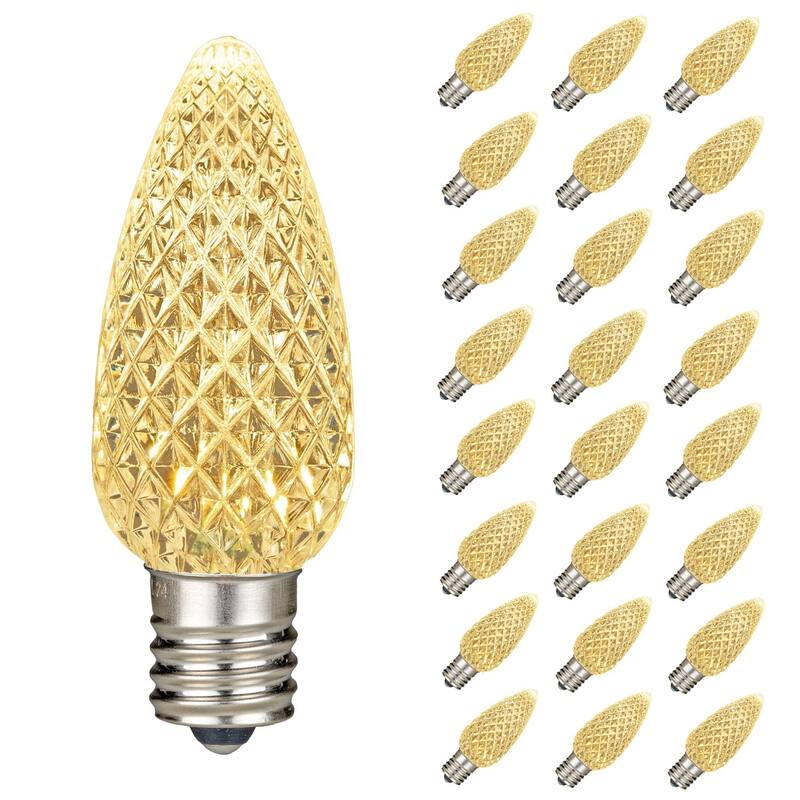 25 Pack C9 LED Outdoor Christmas Replacement Bulbs, C9/E17 Base - Clear