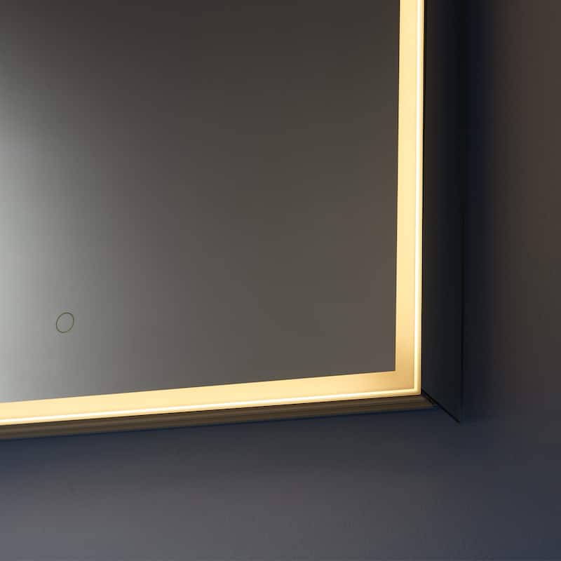 24" Rectangle Frameless Lighted Medicine Cabinet Wall Mounted Mirror