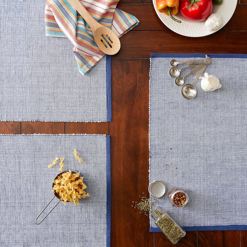 DII French Blue Eco-Friendly Chambray Fine Ribbed Placemat 6 Piece