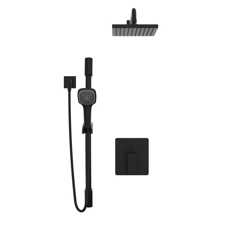 Belanger Pressure Balanced Square Shower System, Matte Black