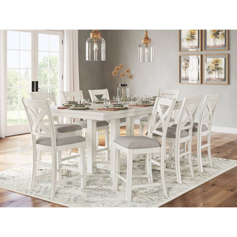 Signature Design by Ashley Robbinsdale Gray/White Counter Height Dining Table and 8 Bar stools