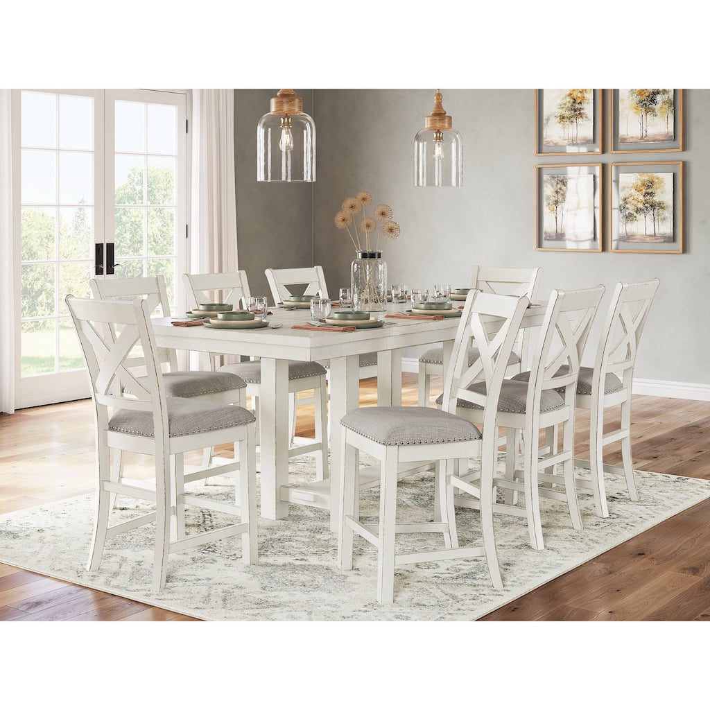 Signature Design by Ashley Robbinsdale Gray/White Counter Height Dining Table and 8 Bar stools