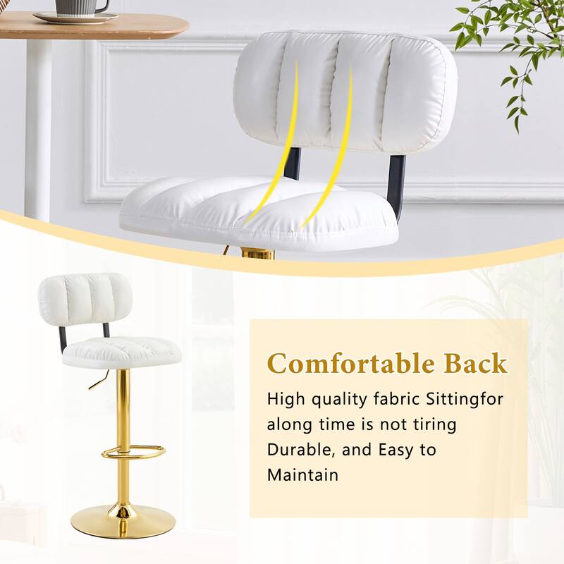 Adjustable Height Swivel Bar Stools Set of 2, PU Leather Upholstered Bar Stools, Dining Chairs with Metal Base & Footrest