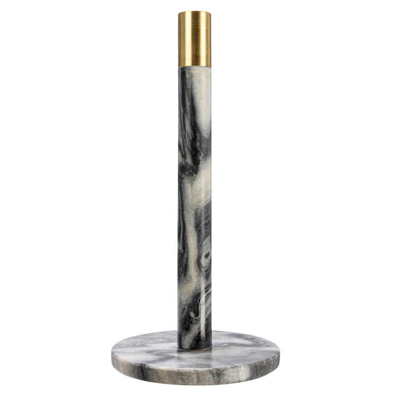Marble Paper Towel Holder with Brass Accent Band