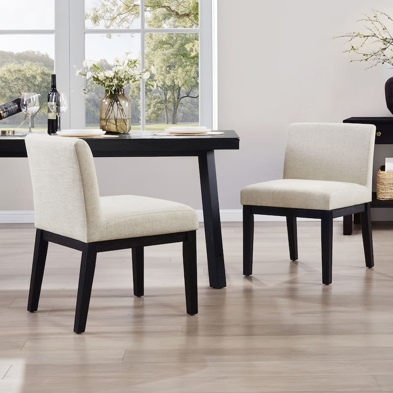 Vintage 20.5"W Upholstered Dining Chairs with Wood Frame - Set of 2 - Rustic Black