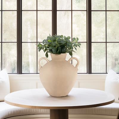 Sagebrook Home Terracotta, 17" Unique Jug With 2 Handles, Amphora, Textured, Durable/stylish item, Serenity/Mysterious
