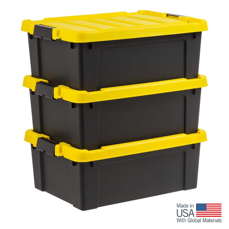 IRIS USA® STOR-IT-ALL 47 Qt Buckle Lid - Black - Set of 3
