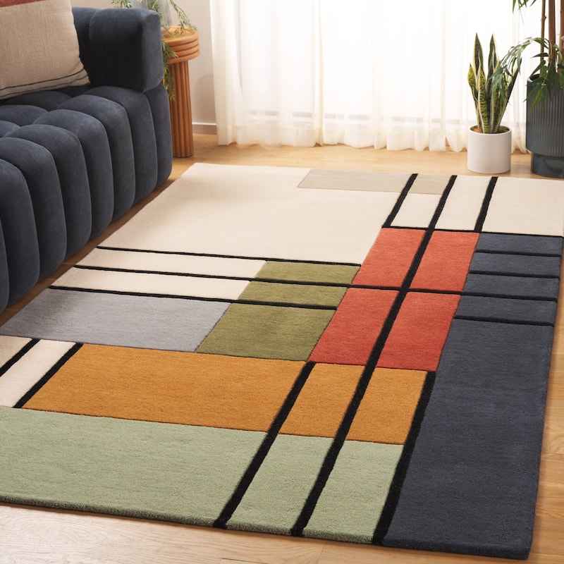 SAFAVIEH Handmade Rodeo Aleksandra Drive Mid-Century Modern Wool Rug