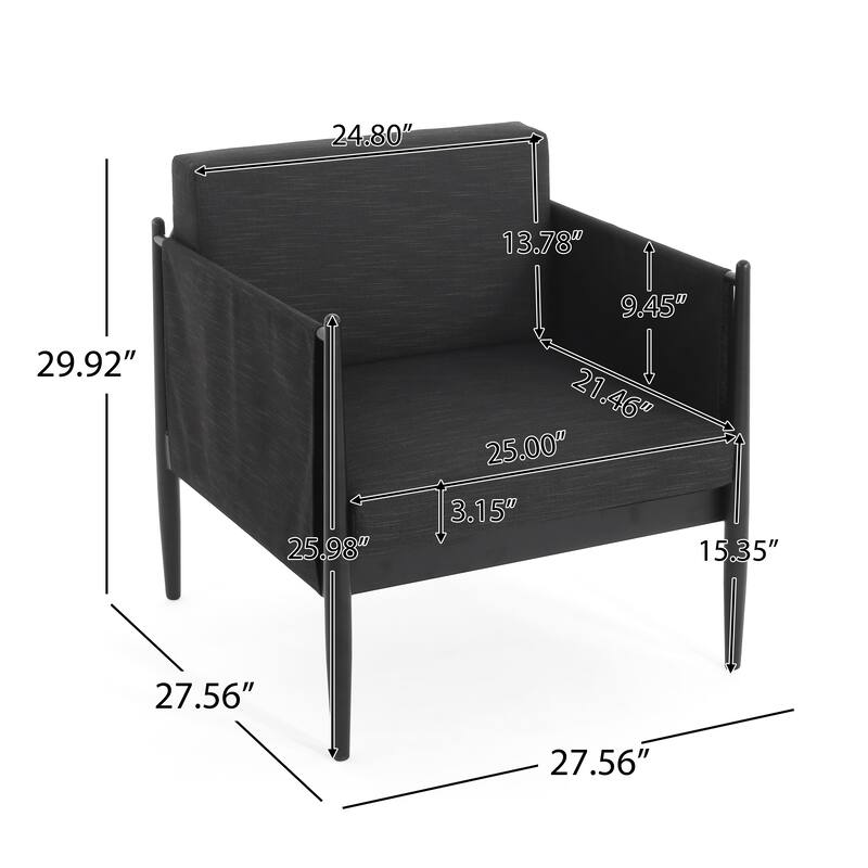 Roomfitters Dawson Outdoor Aluminum Club Chairs with Water Resistant Cushions, Modern Black Set of 2 - Set of 2