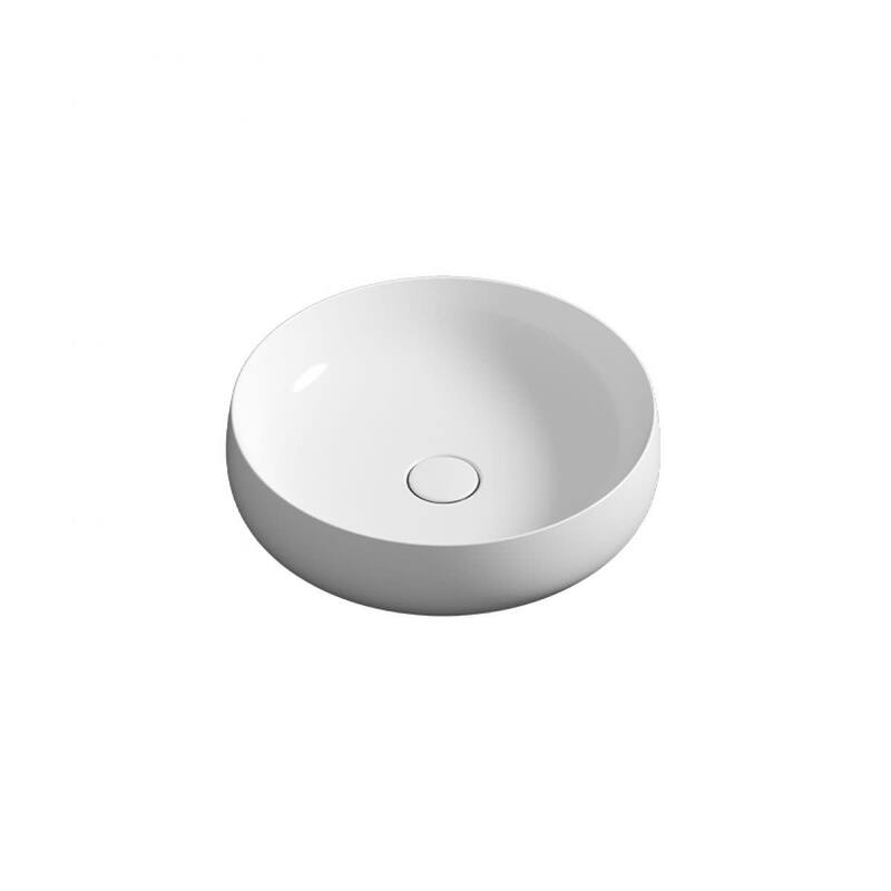 WS Bath Collections Seed 40R Seed 15-11/16" Circular Ceramic Vessel - Glossy White
