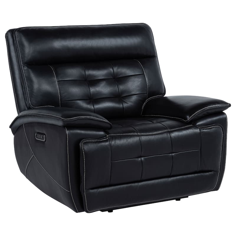 Hewitt Leather Upholstered Dual Power Recliner Chair Black - Black