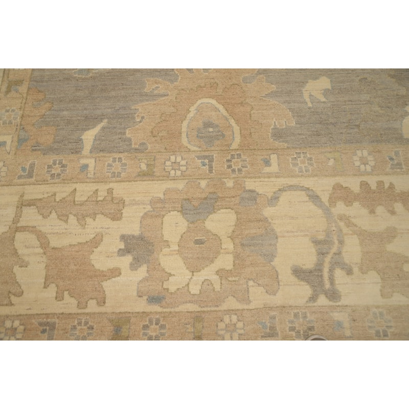 Hand Knotted Oriental 100% Wool Carpet Transitional All-Over Greys & Charcoal Oushak Area Rug - 9' 11'' X 7' 11''