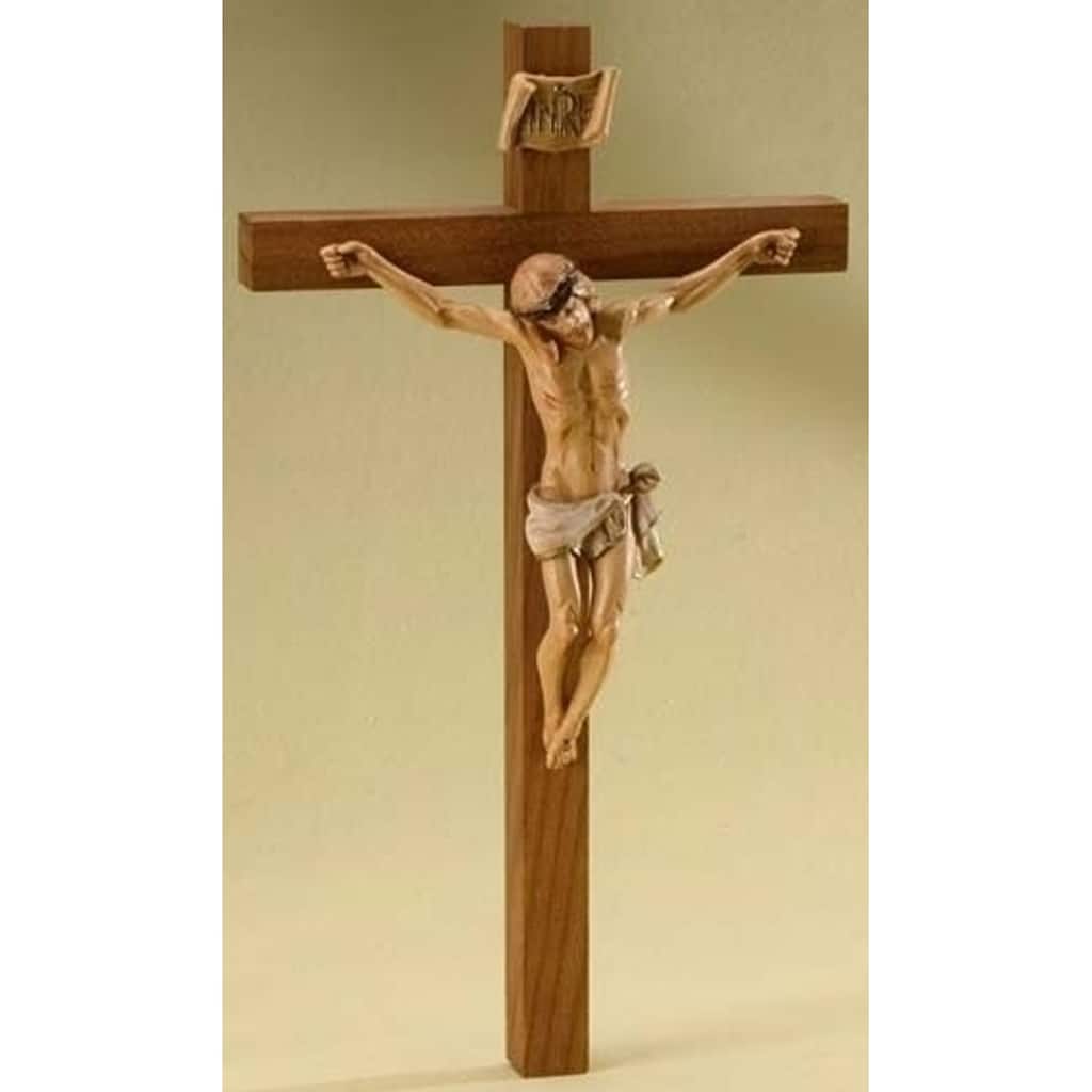 Set of 2 Fontanini Religious Wooden Crucifix Wall Crosses 12"