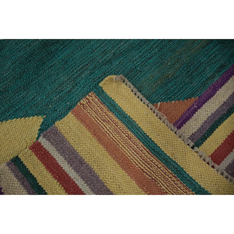 Hand Woven Oriental 100% Wool Carpet Southwestern Tribal Multi-Colored Kilim Area Rug - 10' 1'' X 8' 3''