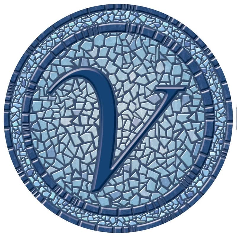 Custom Monogram Decorative Poolmat #2 - Mosaic Pool Art - 29" in Diameter - Letter "V"