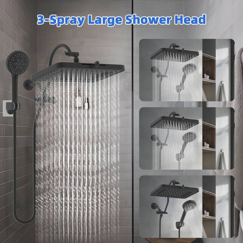 Dual Showerhead Combo, 5-spray 13'' Shower Head, 10-mode Hand Spray
